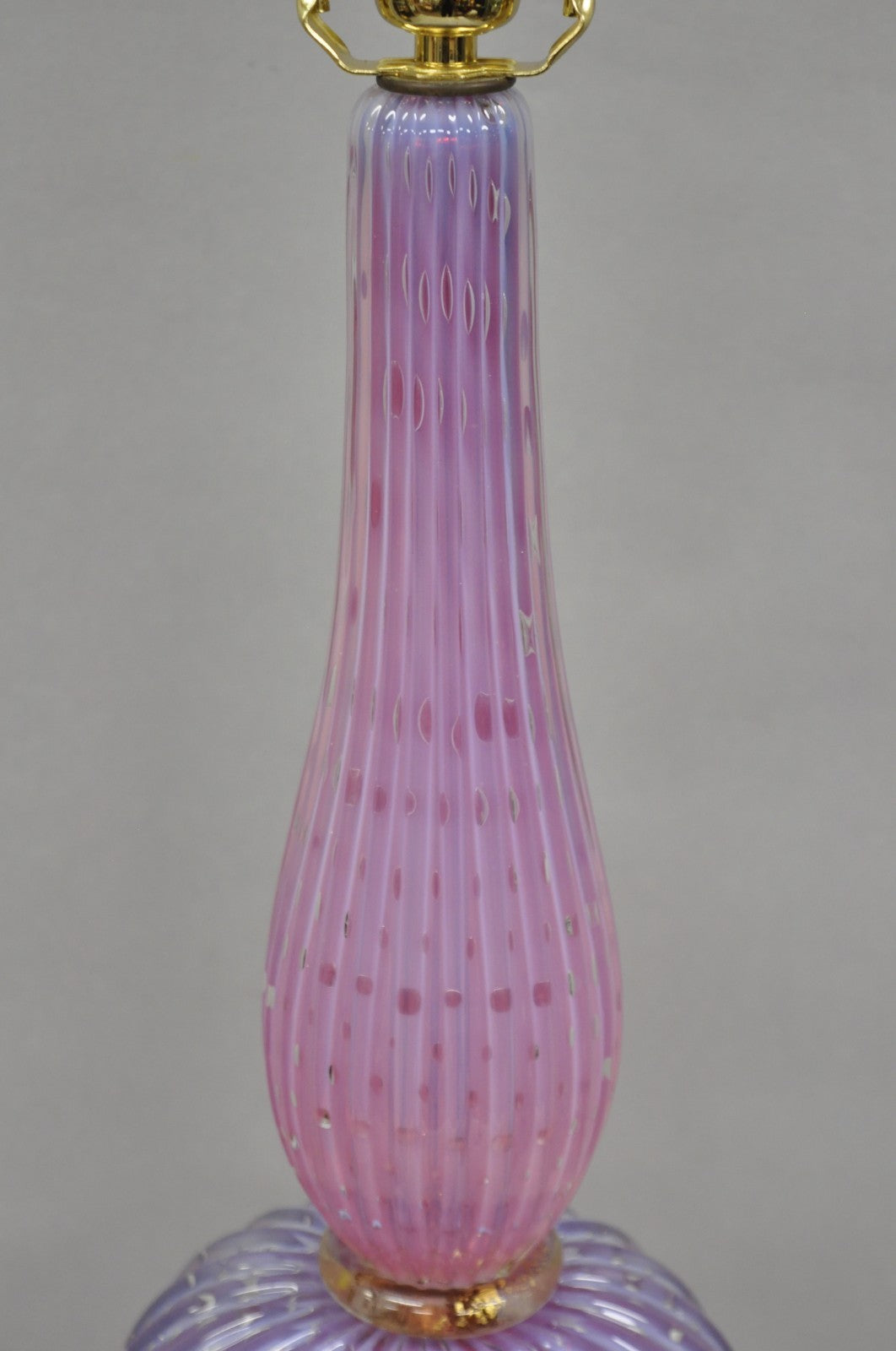 Vintage Italian Mid Century Modern Murano Pink & Purple Bubble Glass Table Lamp