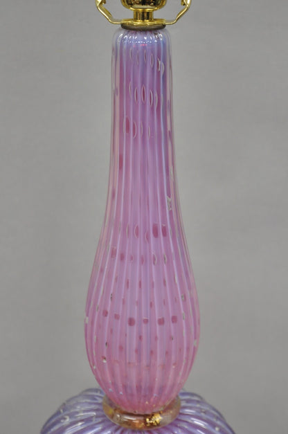 Vintage Italian Mid Century Modern Murano Pink & Purple Bubble Glass Table Lamp