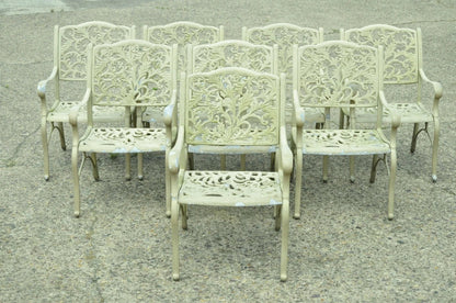 Cast Aluminum Leafy Scroll Outdoor Patio Dining Arm Chairs - Set of 4