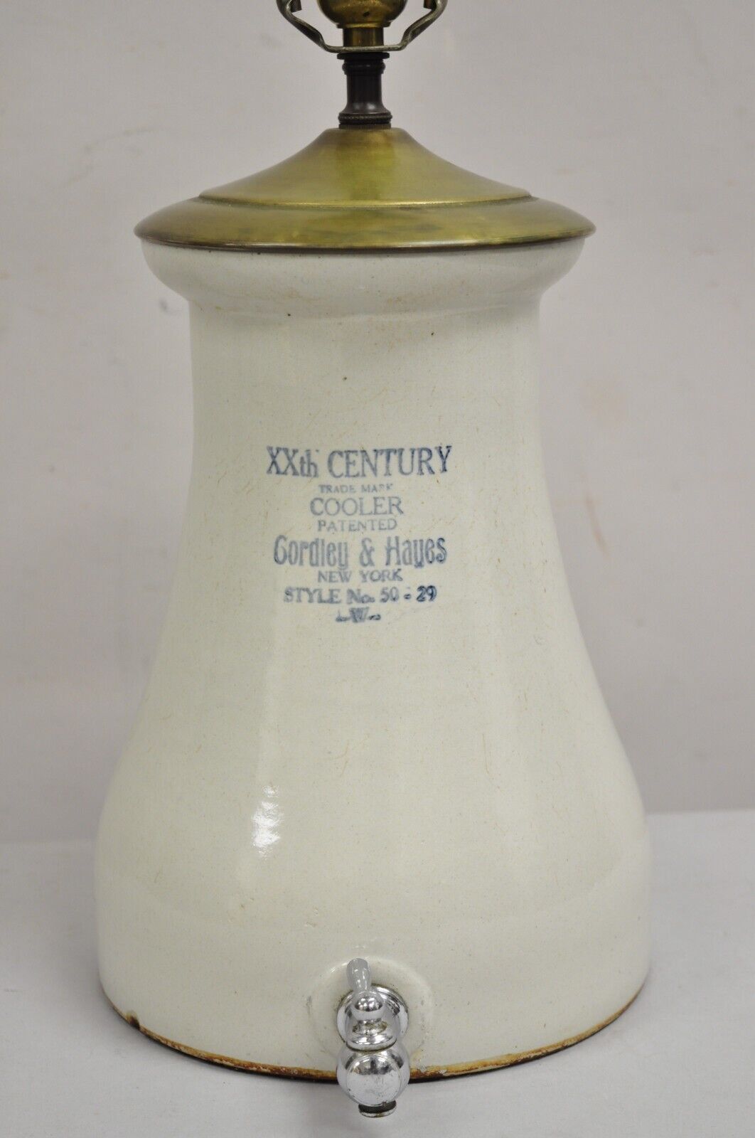 Antique Gordley & Hayes Salt Glazed Stoneware Lemonade Dispenser Table Lamp