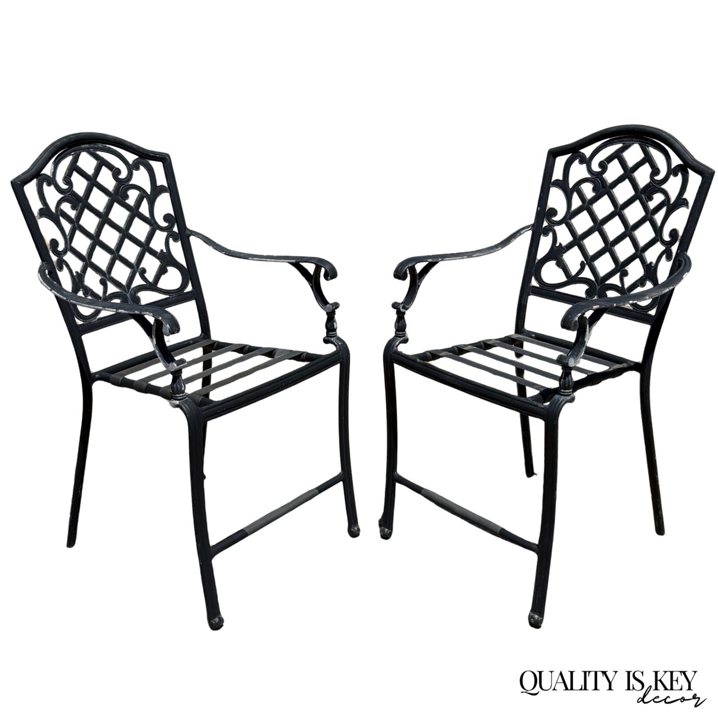 Martha Stewart Living Collection Cast Aluminum High Patio Pool Arm Chairs - Pair