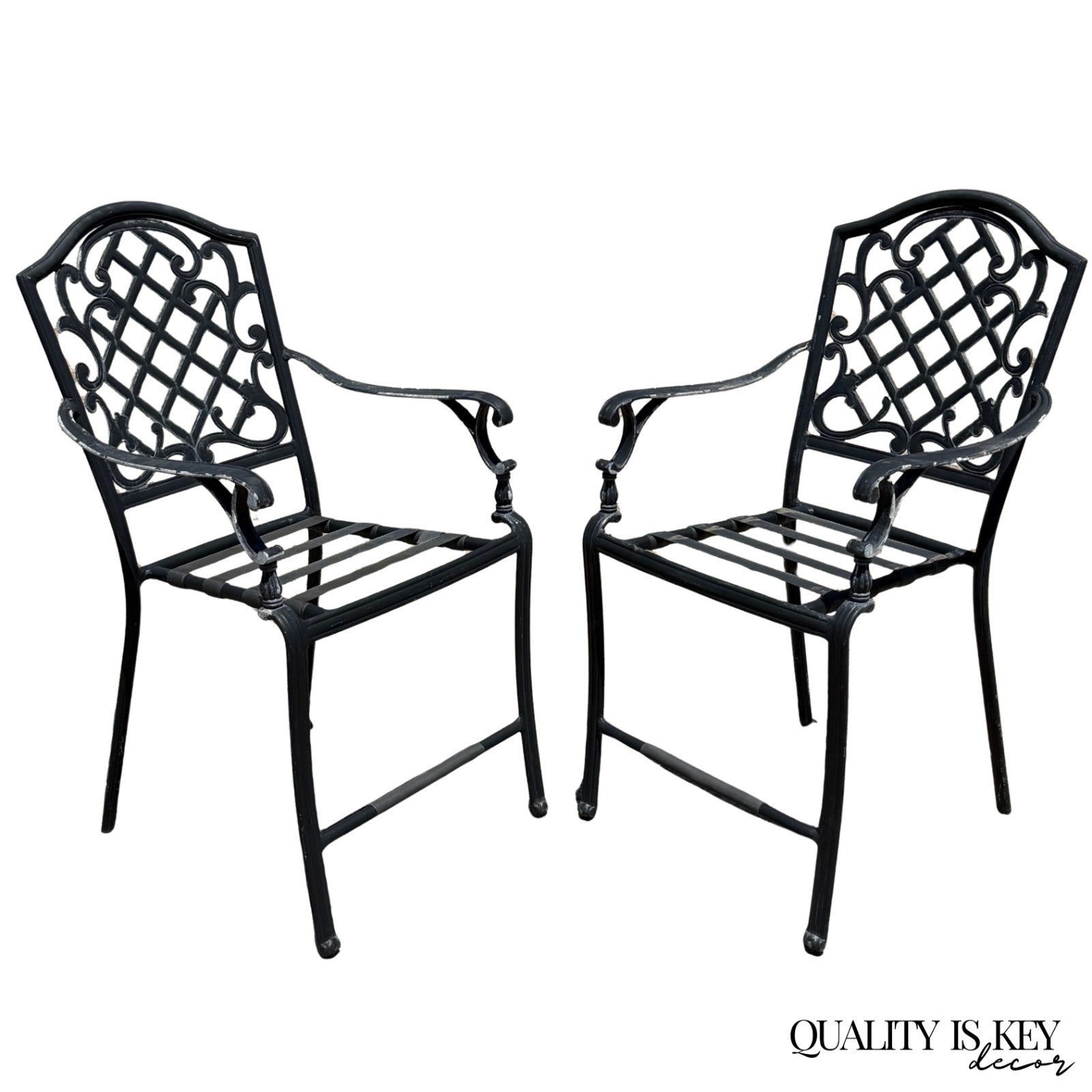Martha Stewart Living Collection Cast Aluminum High Patio Pool Arm Chairs - Pair