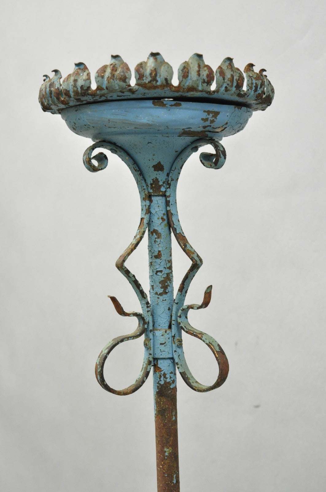 Antique Gothic Renaissance Wrought Iron Italian Candle Holder Candelabra - Pair