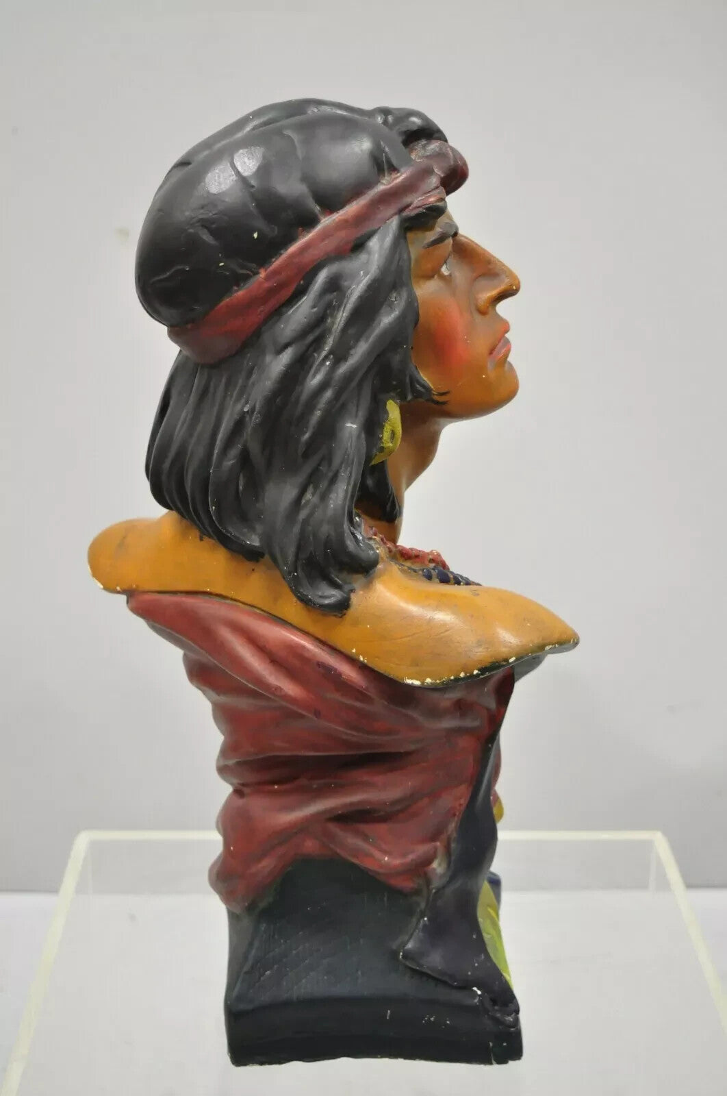 Vintage Hiawatha Native American Chalkware Cigar Store 20" Sculpture Bust Figure