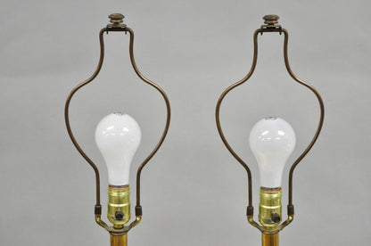 Italian Neoclassical Large Carved Solid Alabaster Marble Urn Table Lamps - Pair