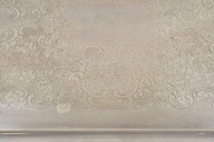 Vintage English Victorian Silver Plated Ornate Twin Handle Serving Platter Tray