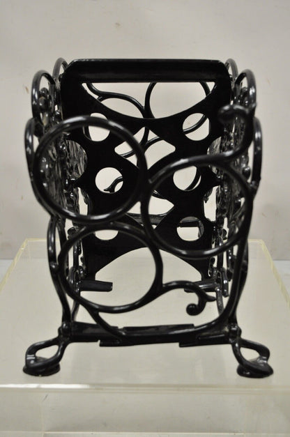 Vintage Victorian Style Black Cast Iron 6 Wine Bottle Rack Holder with Grapes