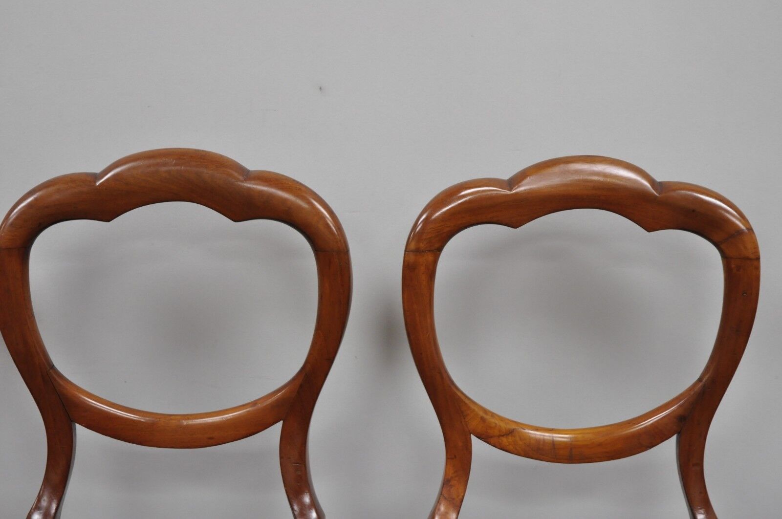 Antique English Victorian Balloon Back Mahogany Library Side Chairs - Set of 4