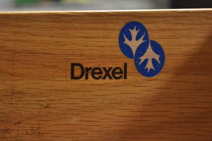 Vintage Drexel Accolade Campaign Style Pecan 9 Drawer Credenza Dresser Chest