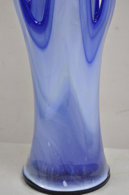 Vintage Murano Italy Mid Century Modern Blue Blown Glass 25" Centerpiece Vase