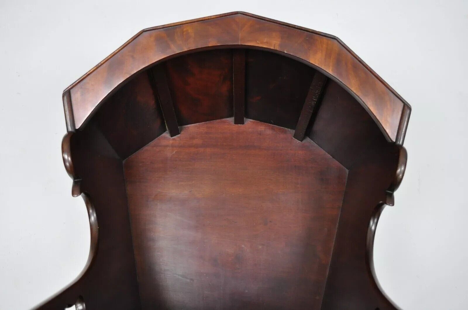 Antique Victorian Dovetailed Crotch Mahogany Wooden Hooded Baby Cradle