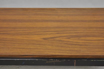 Vintage Mid Century Modern Steel Metal & Faux Rosewood Laminate Coffee Table