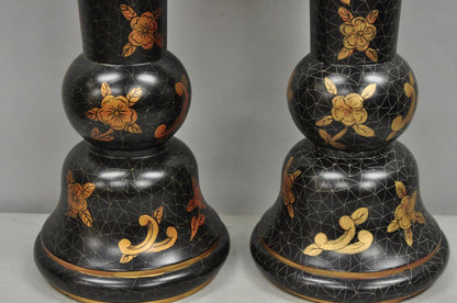 Louis Baldinger & Sons Contemporary Black & Gold Painted Table Lamps - a Pair