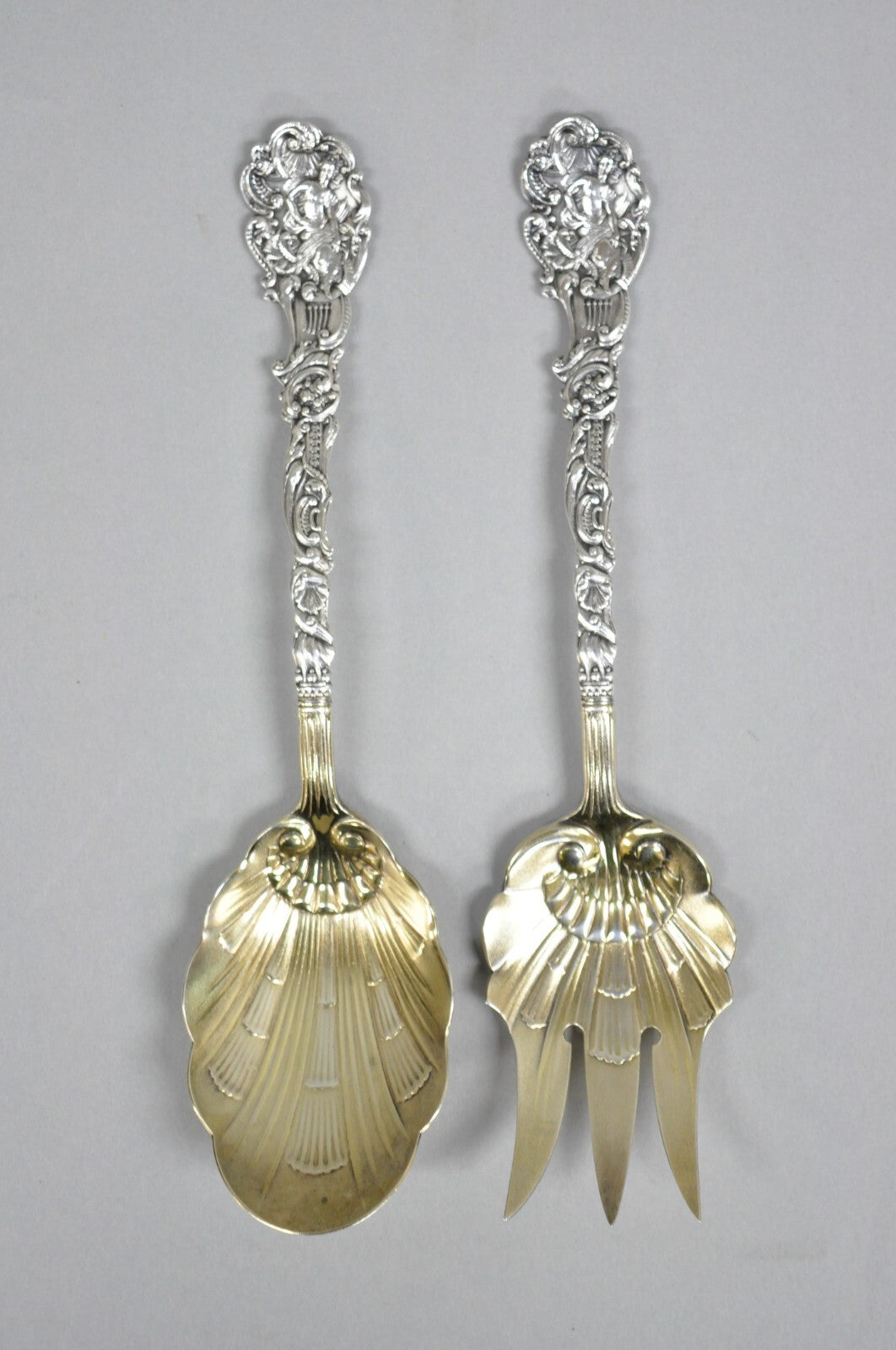 Antique Gorham Versailles Sterling Silver Flatware Salad Serving Fork Spoon Set