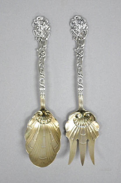 Antique Gorham Versailles Sterling Silver Flatware Salad Serving Fork Spoon Set