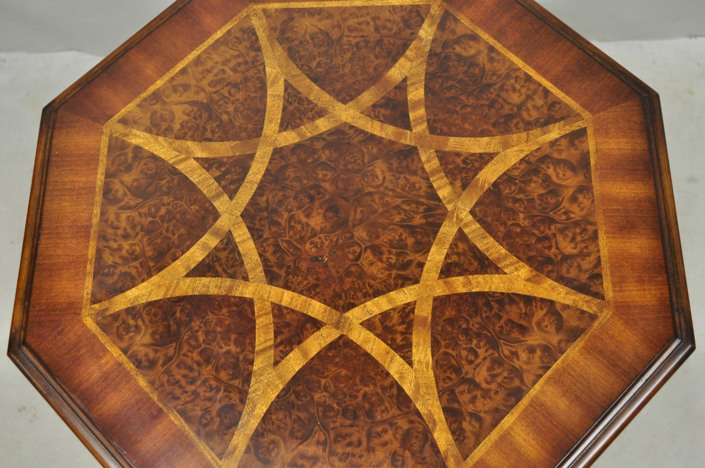 Contemporary Italian Mediterranean Style Marquetry Inlay Pedestal Side Table