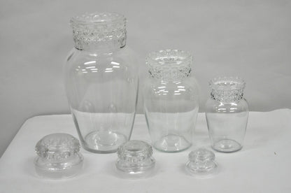 Vintage Tiffin Dakota Glass Apothecary Candy Jars Graduating Szs  - 3 Pc Set