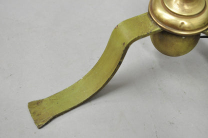 Antique Spanish Renaissance Gothic Green Iron & Brass Tripod Pole Floor Lamp