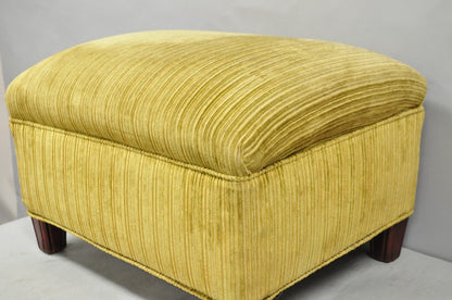 Vintage Traditional Mahogany Leg Green Upholstered Footstool Ottoman