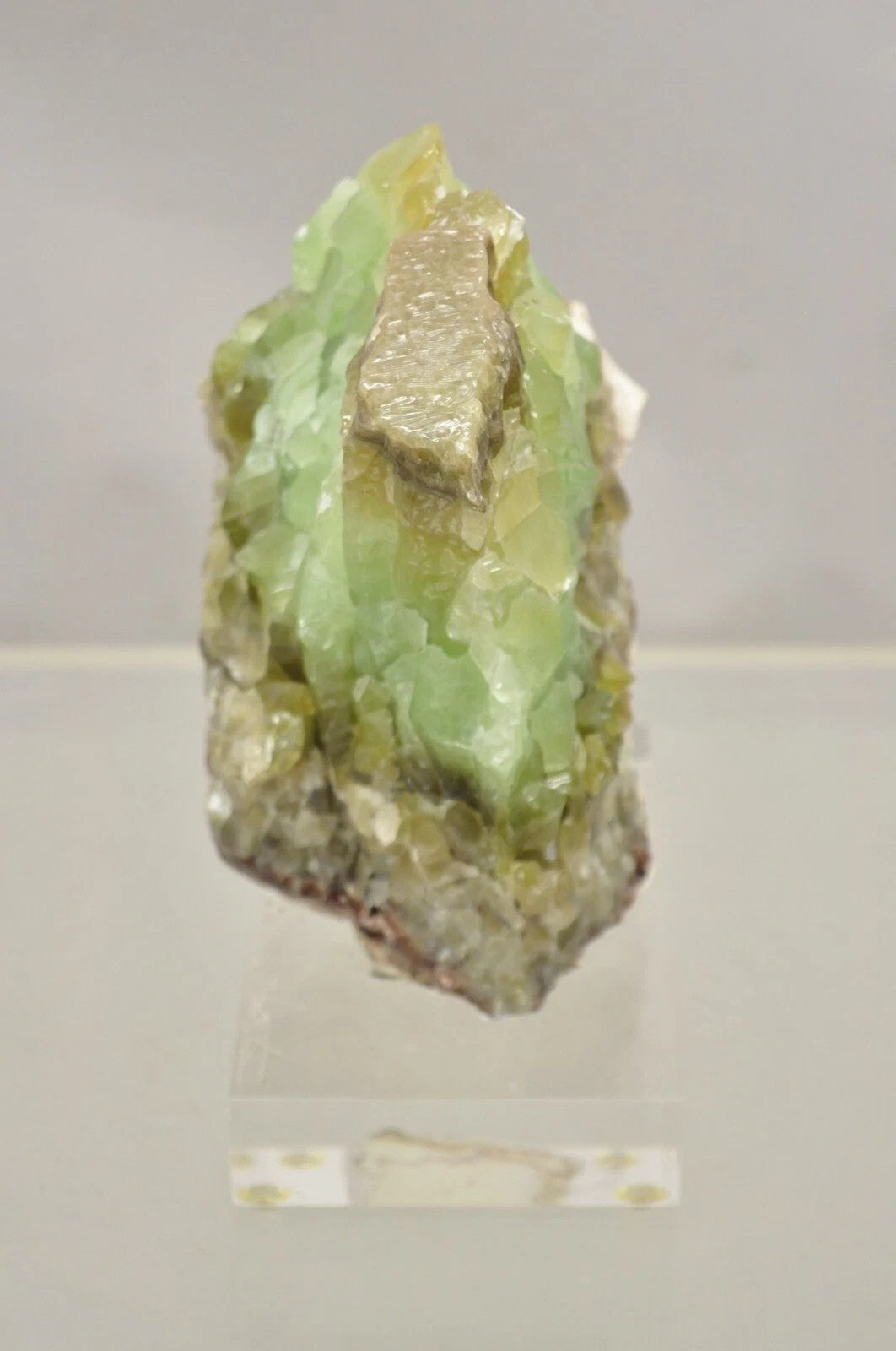Large Green Calcite Quartz Mineral Geode Specimen Sculpture by Brenda Houston
