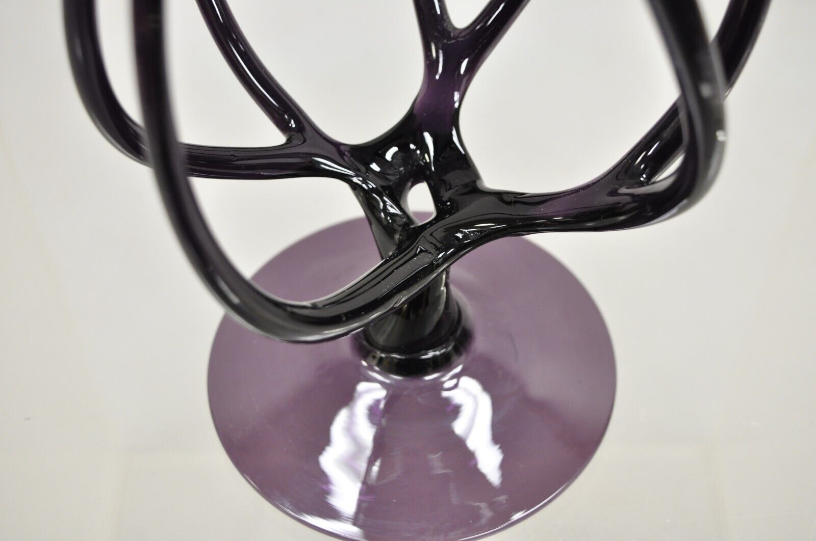 Vintage Hand Blown Italian Murano Glass Style Purple Compote Candy Dish