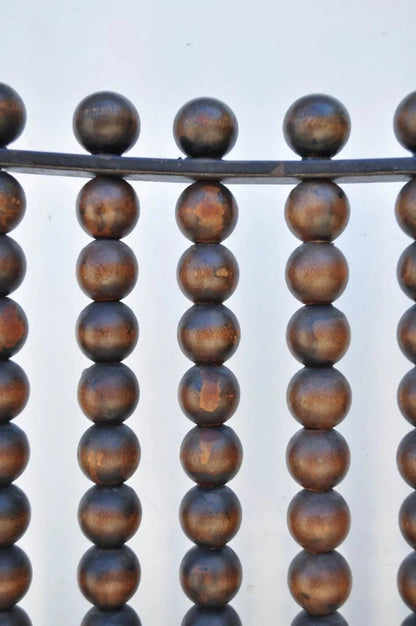 Hollywood Regency Wood Ball Abacus Wrought Iron Curule Dining Chairs - Set of 4