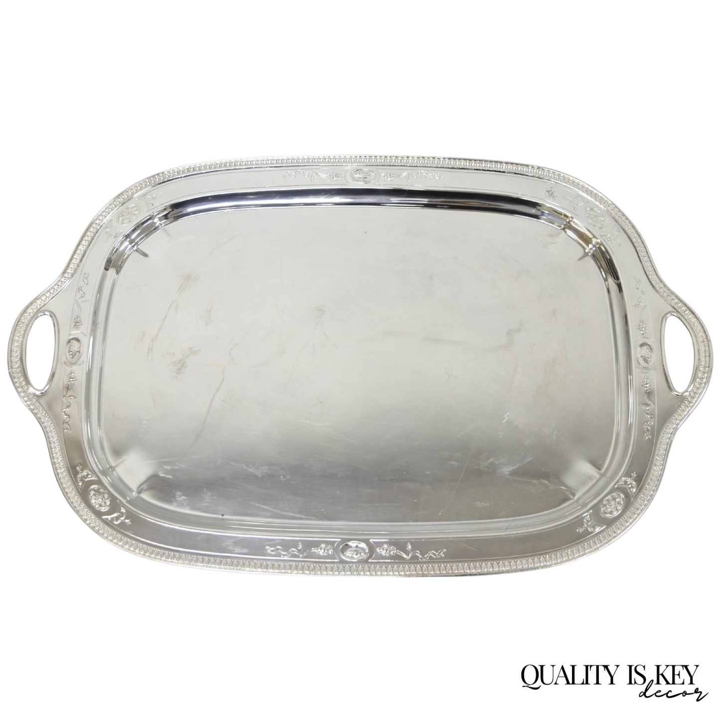 Antique Reed & Barton 04072 English Edwardian Silver Plater Serving Platter Tray