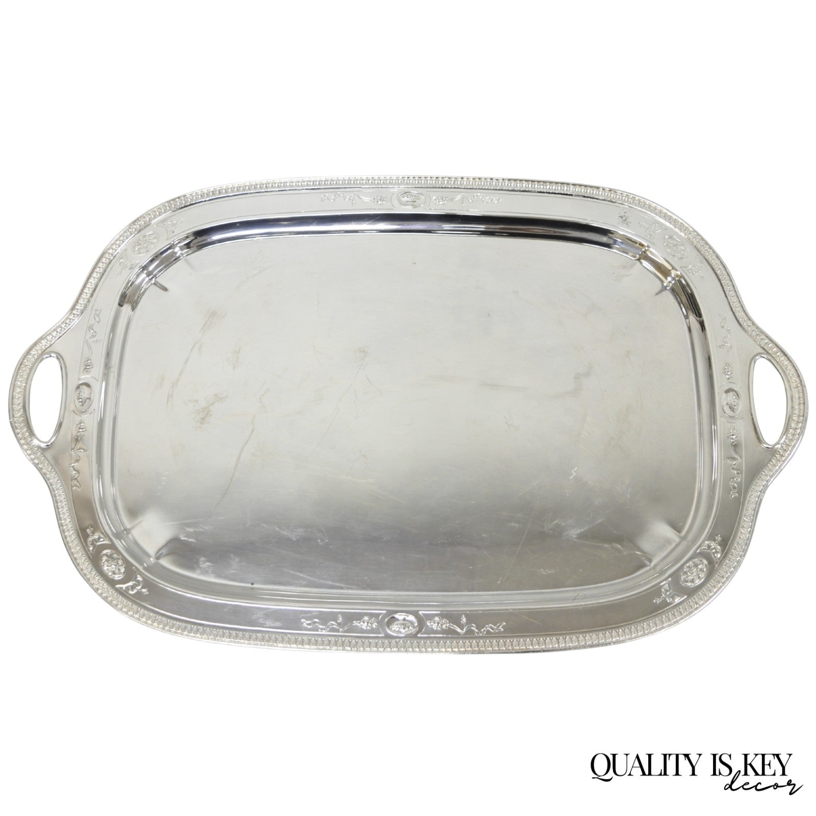 Antique Reed & Barton 04072 English Edwardian Silver Plater Serving Platter Tray