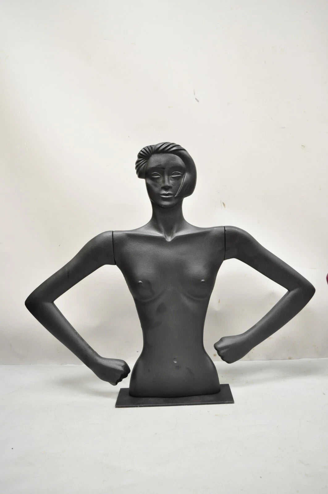 Vintage Art Deco Style Male & Female Couple Red & Black Torso Art Mannequins