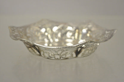 Vintage TBB England Silver Plate EPNS Small Floral Pierced Trinket Dish Bowl