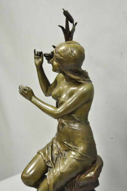Antique Edouard Drouot (1859-1945) "La Rosse" French Bronze Sculpture of Woman