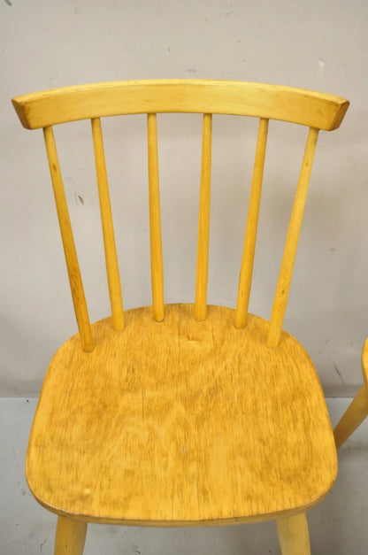 Vintage Mid Century Modern Spindle Back Birch Maple Side Chairs - a Pair