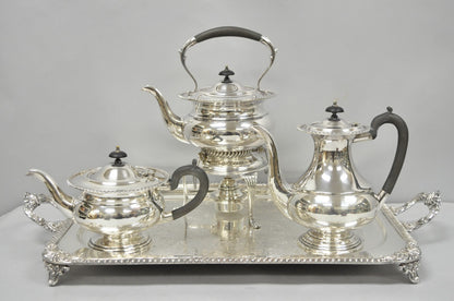 Vintage English Sheffield Edwardian Silver Plated Tea Set w/ Tilting Pot 7 Pcs