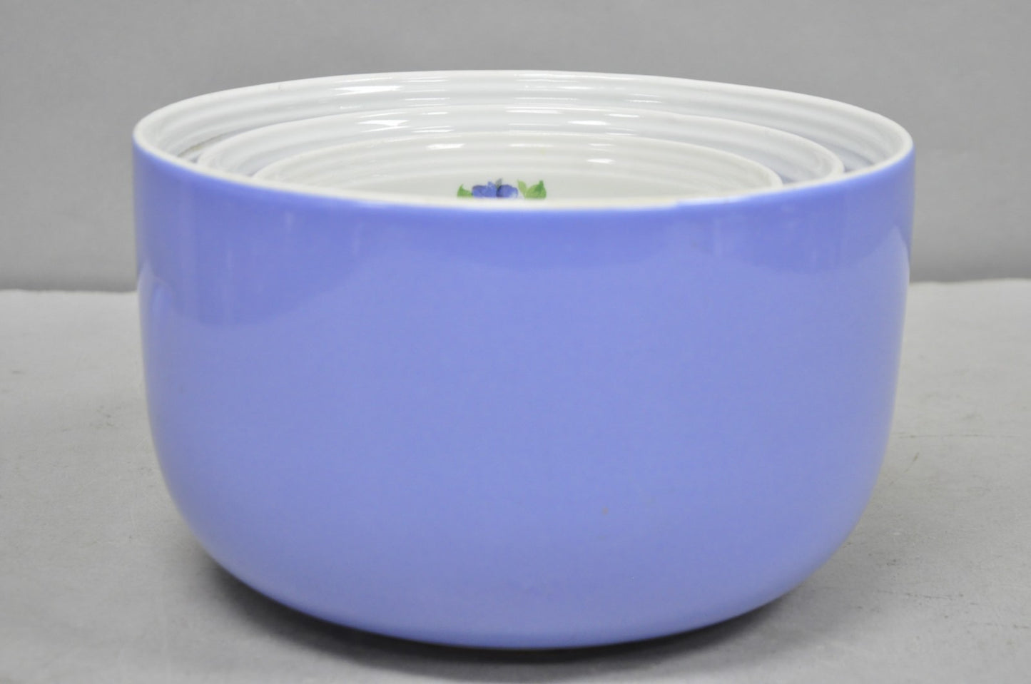 Vintage Hall's "Rose Parade" 1259 Blue Ceramic Nesting Mixing Bowls - Set of 3