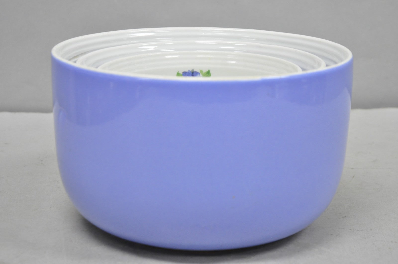 Vintage Hall's "Rose Parade" 1259 Blue Ceramic Nesting Mixing Bowls - Set of 3