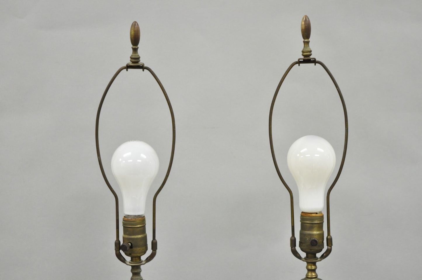 Antique Bohemian Czech Cut to Clear Glass Green and White Table Lamps - a Pair