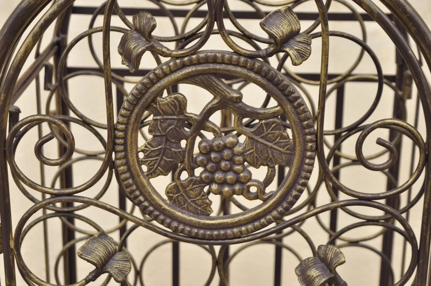 Mediterranean Style Wrought Iron 37 Wine Bottle Slot Holder Stand with Door