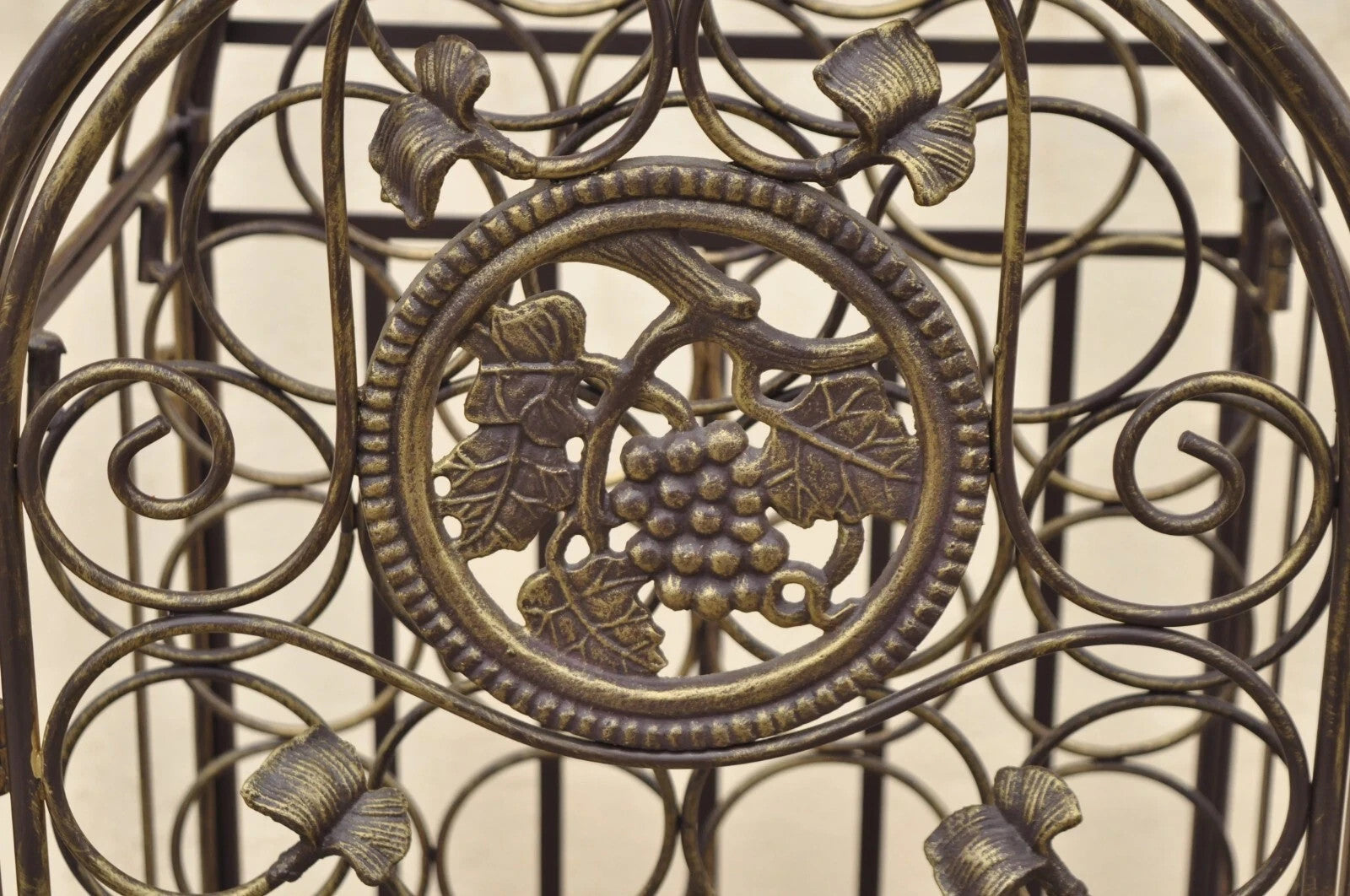 Mediterranean Style Wrought Iron 37 Wine Bottle Slot Holder Stand with Door