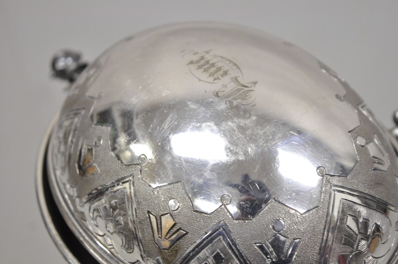 Antique English Edwardian Small Silver Plated Revolving Lid Butter Dish Server