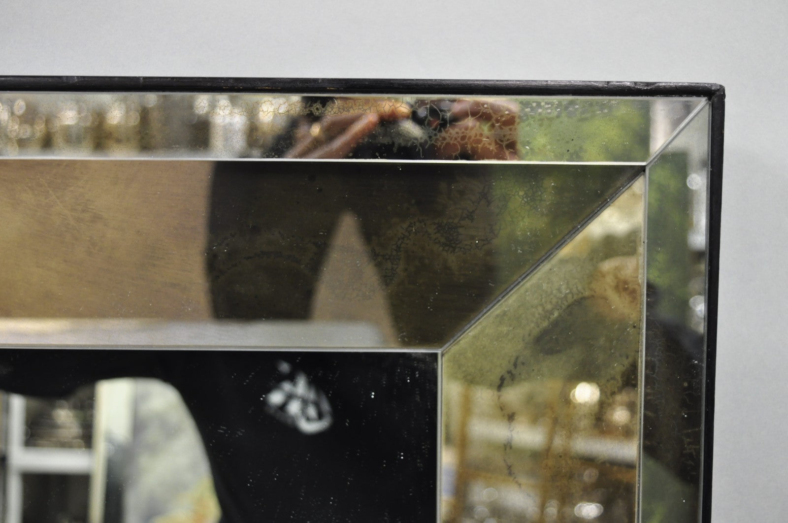 Hollywood Regency James Mont Style Verre Eglomise Smoked Glass Wall Mirror