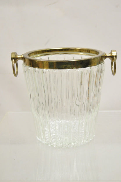 Vintage Hollywood Regency Brass & Glass Champagne Wine Chiller Ice Bucket