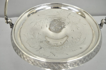 Antique Reed & Barton Victorian Silver Plated Pedestal Brides Basket w/ Handle