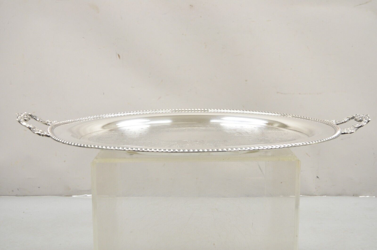 Vtg English Victorian Large Oval Silver Plated Serving Platter Tray by Victoria