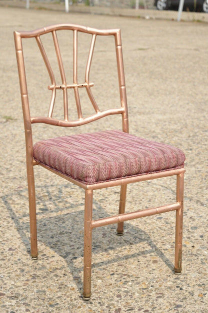 Shelby Williams Faux Bamboo Pink Rose Gold Upholstered Banquet Dining Chairs