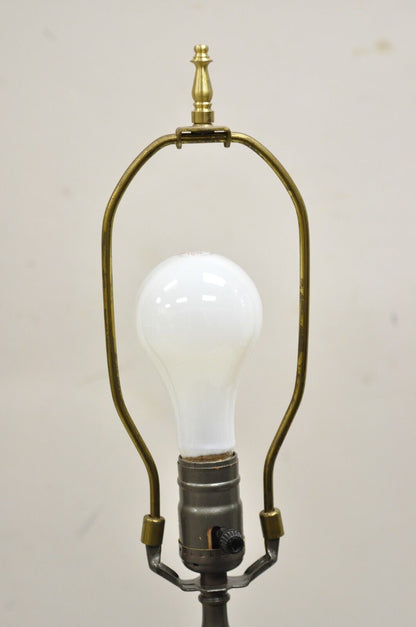 Antique Chinese Cloisonne Blue Porcelain Enamel  Bronze Figural Table Lamp