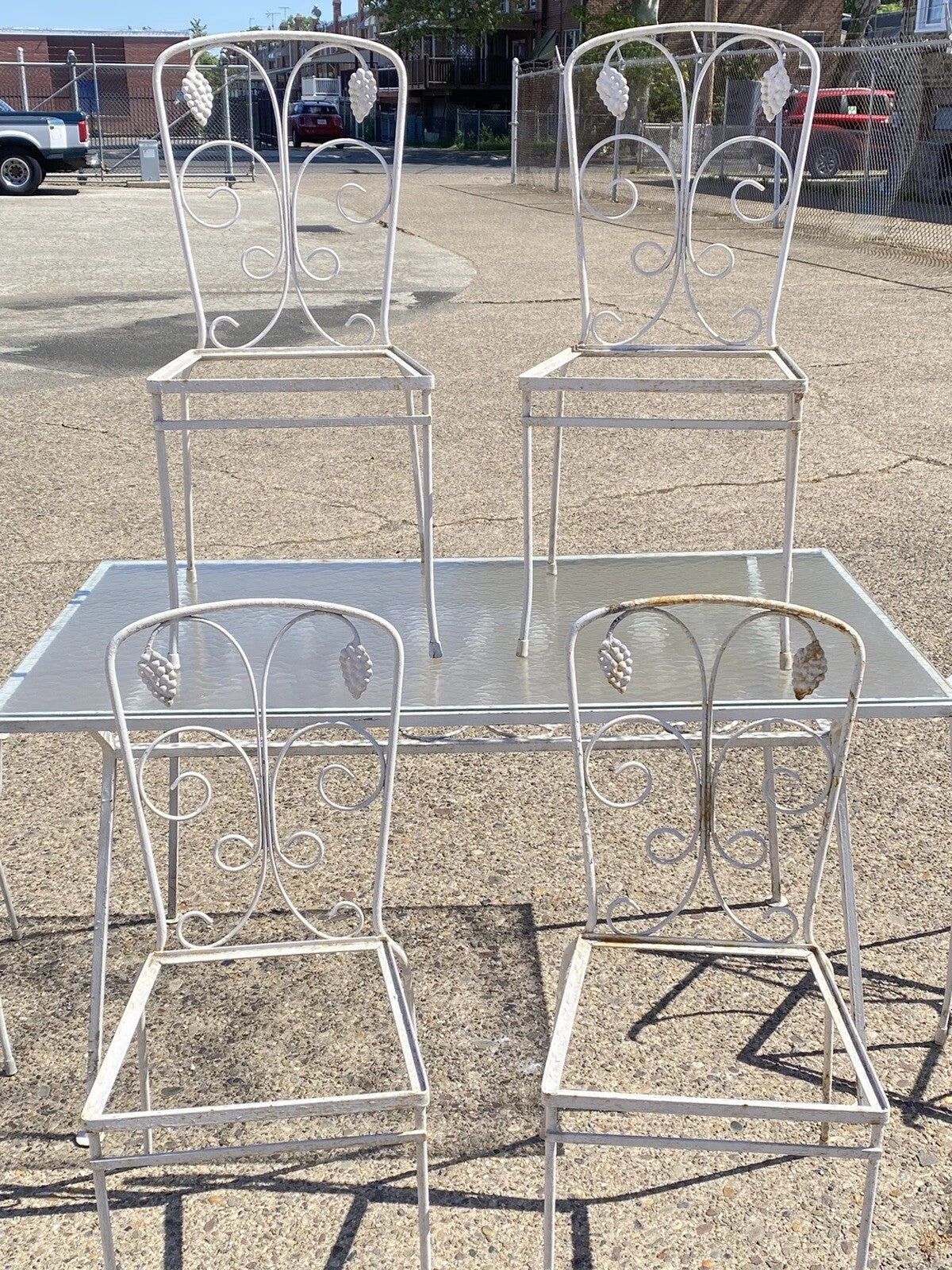 Vintage John Salterini Grapevine Wrought Iron Garden Patio Dining Set - 7 Pc Set