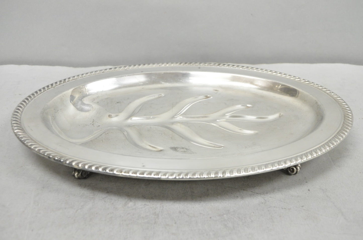 Vintage FB Rogers Silver Plated Oval Meat Cutlery Serving Platter Tray