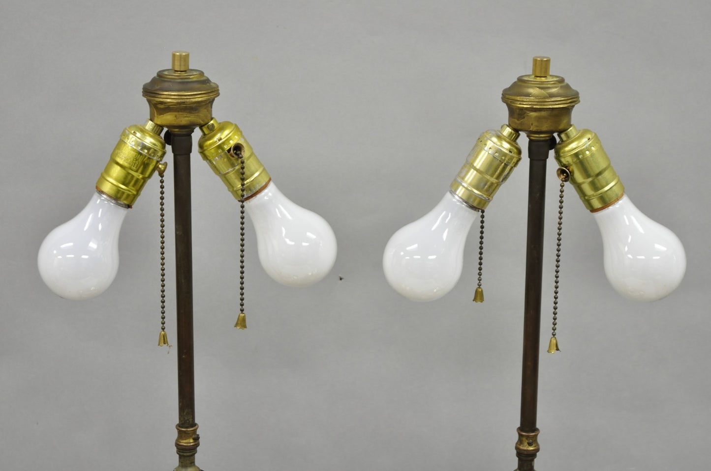 Vintage Chinoiserie Tole Metal Square English Tea Canister Table Lamps - a Pair