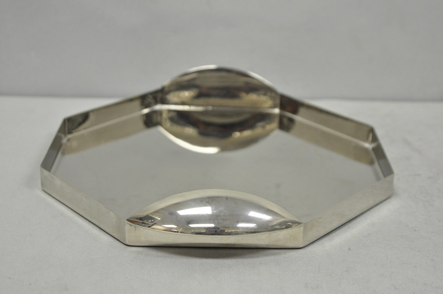 Modern Art Deco Style Silver Plated Nickel Octagonal Vanity Bar Tray "FE"
