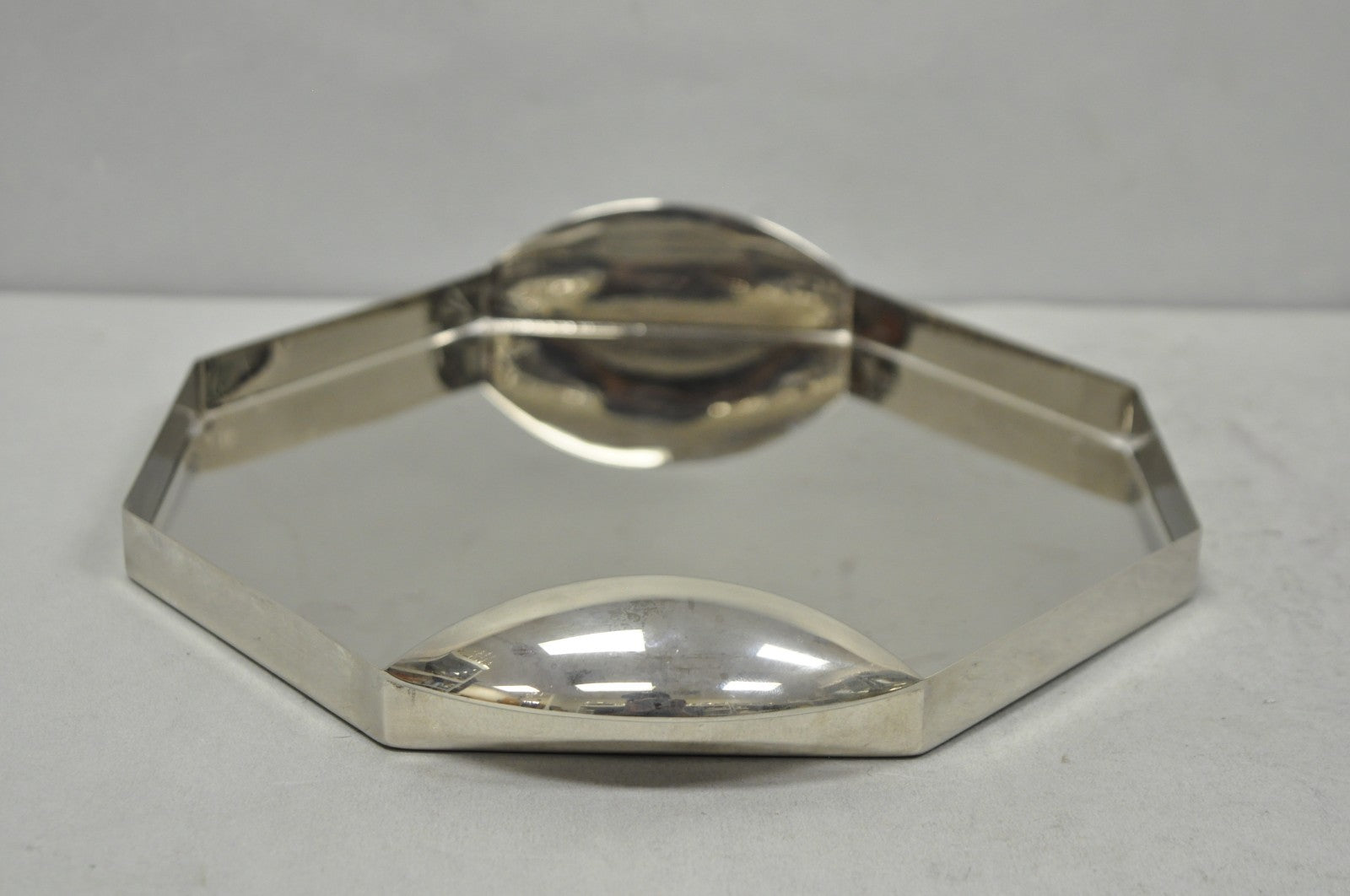 Modern Art Deco Style Silver Plated Nickel Octagonal Vanity Bar Tray "FE"